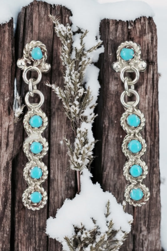 Night Out Turquoise Dangle Earrings by Zuni Artist Michael Gchachu