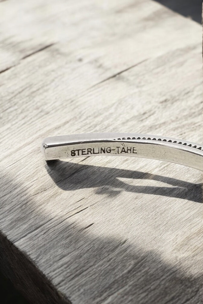 Sterling Silver Stamped Bracelet by Navajo Artist, Tahe