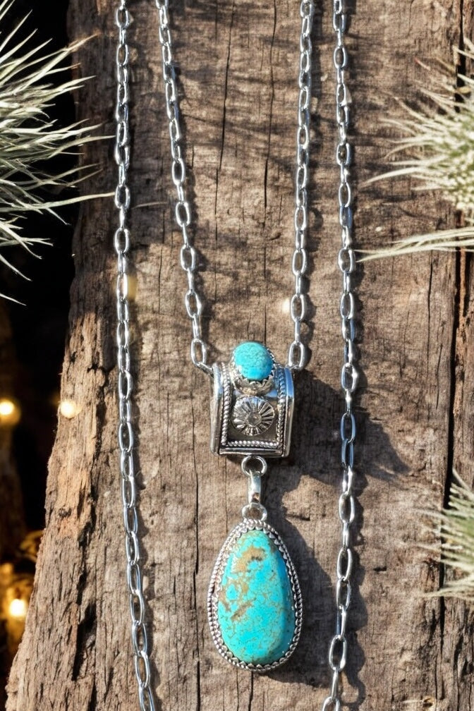 🌙💎 Desert Sky Layers – Sonoran Turquoise & Sterling Silver Necklace 💎🌙