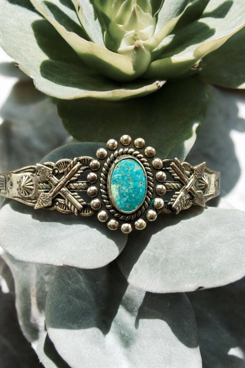 Sterling Silver, Turquoise Southwest Style cuff Bracelet-6.25"