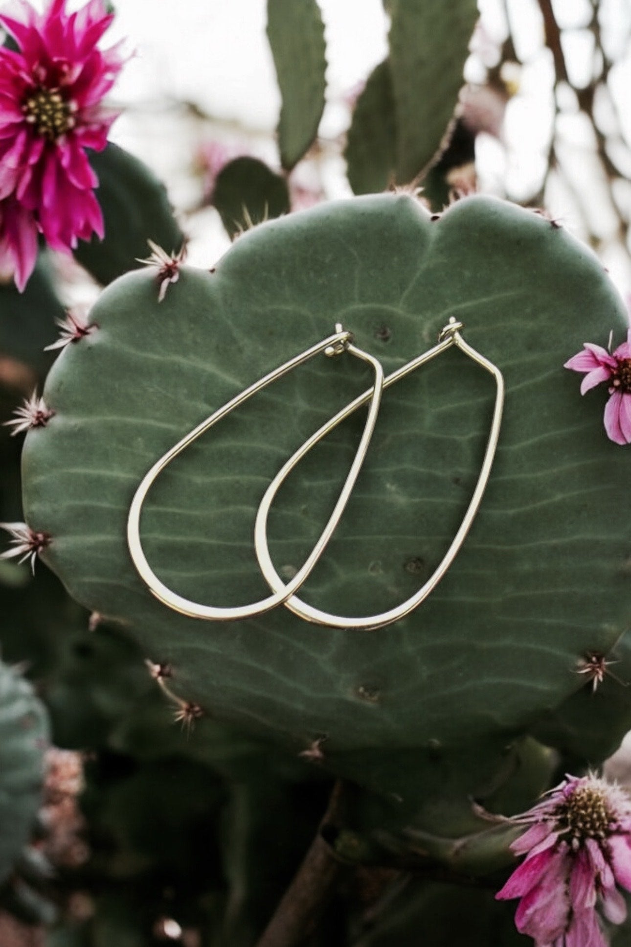 "The Stanley" Sterling Silver Hoop Earrings - Teardrop Shape